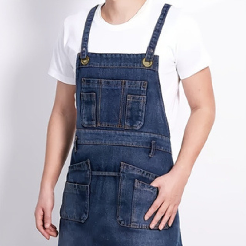 Home Cooking Work - 1pcs Fashion Denim Apron Multi-Pocket Kitchen