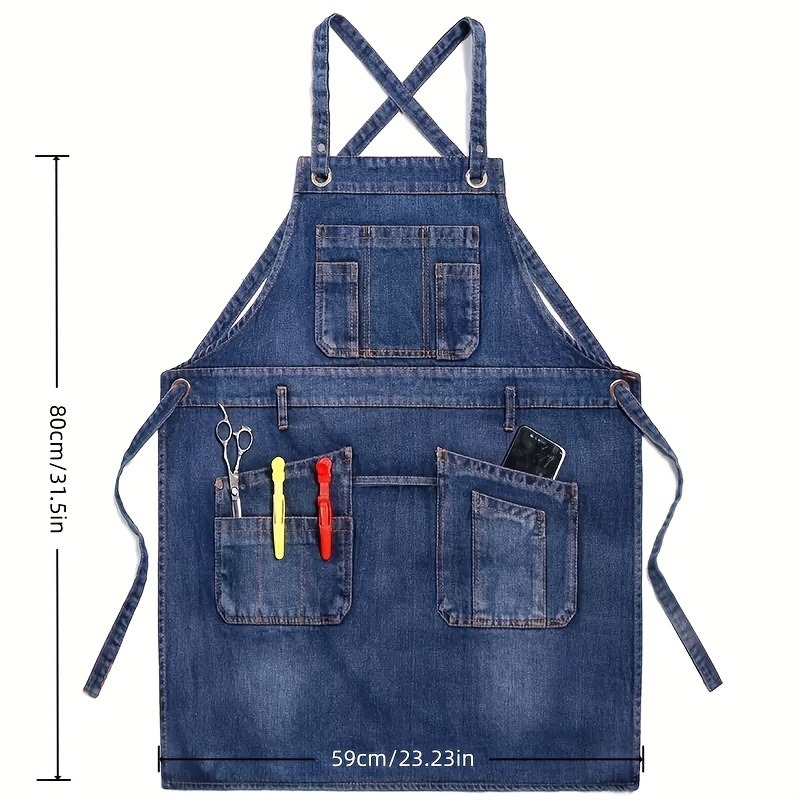 1pcs Fashion Denim Apron Multi - Home Cooking Work ulasan dan harga