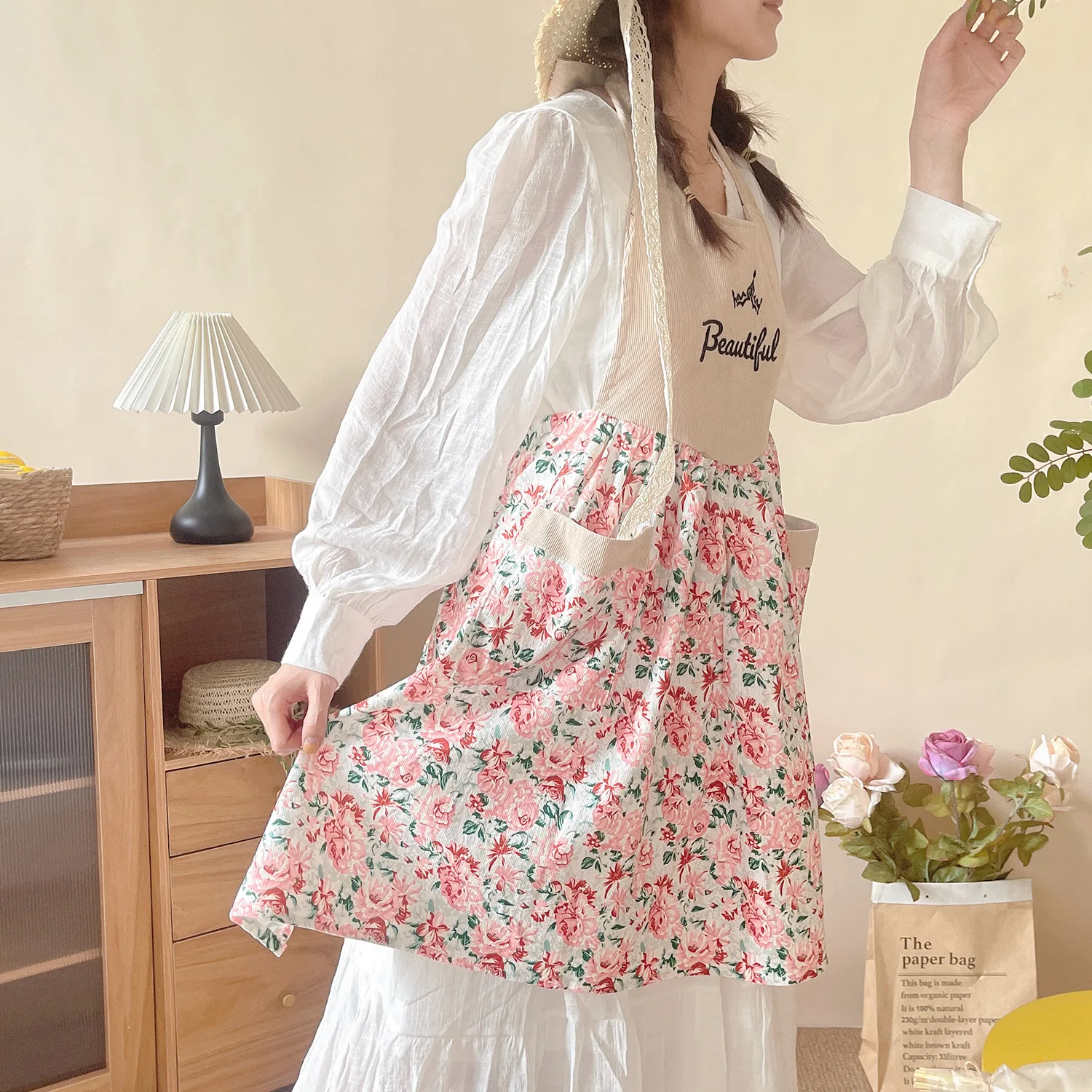 Corduroy apron beautiful for w - Home Cooking Work ulasan dan harga